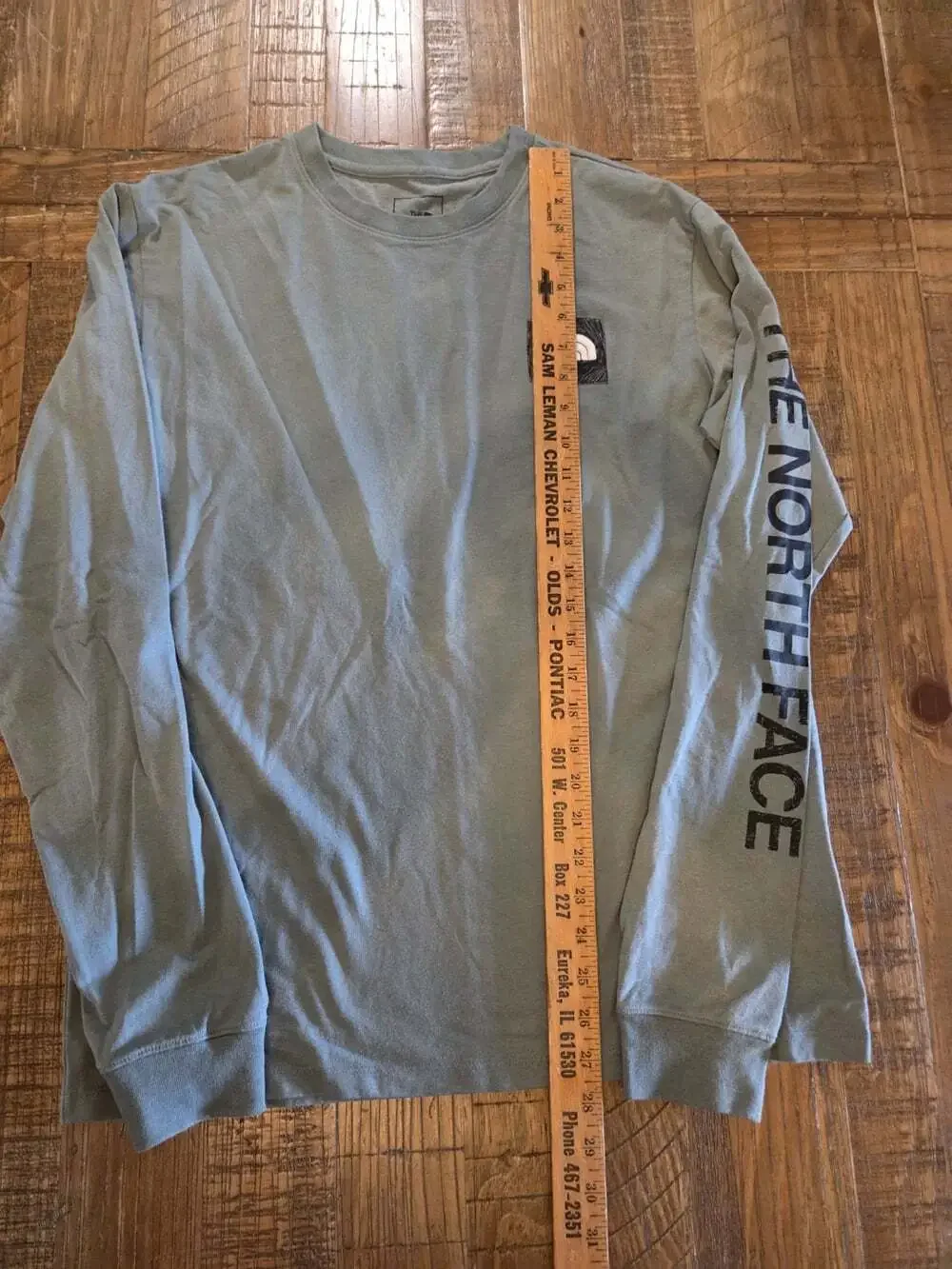 North Face Men's Long-Sleeve Logo Tshirt  grey/blue colorway bold mountain...